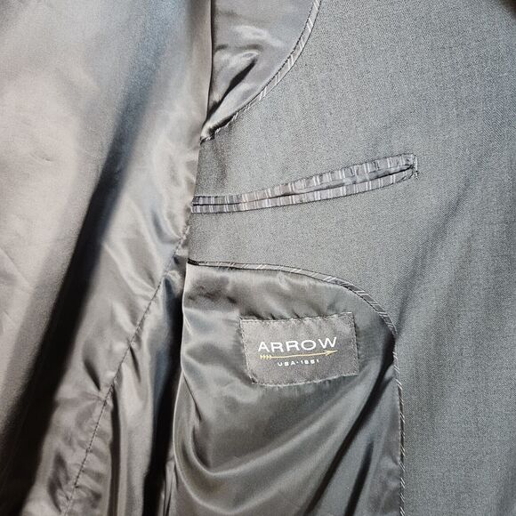 Arrow Blazer Suit Jacket Size 50R Business Charcoal Gray Work Blazer Lightweight - Picture 6 of 13